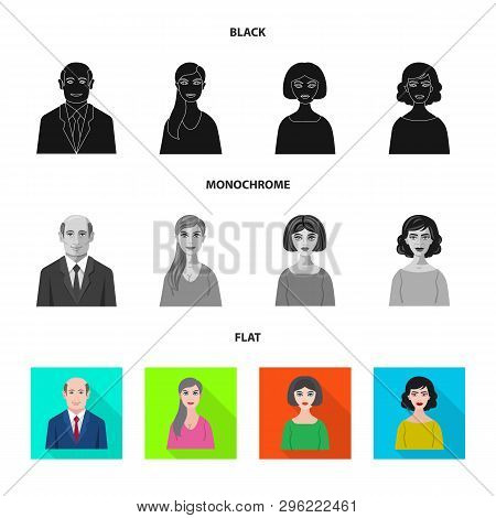 Vector Design Of Hairstyle And Profession  Symbol. Set Of Hairstyle And Character  Vector Icon For S