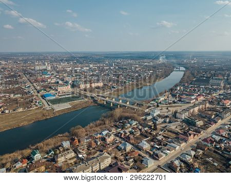 Yelets, Lipetsk Region, Historical Downtown, Aerial View From Drone.