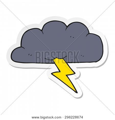 sticker of a cartoon thundercloud