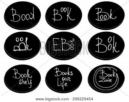 Books Stickers Set. Flat Book Illustrations. Book, Cover. Book Store, Stickers, Event Poster, Hand-d