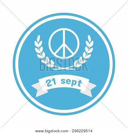 White Logo For International Day Of Peace On Blue Background, Vector Illustration