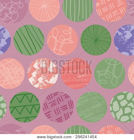 Purple Doodle Circle Seamless Abstract Repeat Pattern. Great For Textile Design Or Surface Pattern D