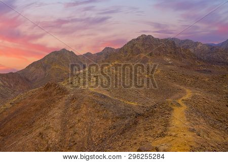 Amazing Sunrise At Sinai Mountain, Beautiful Dawn In Egypt, Beautiful View From The Mountain