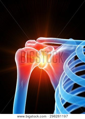 3d rendered medically accurate illustration of the shoulder joint showing pain