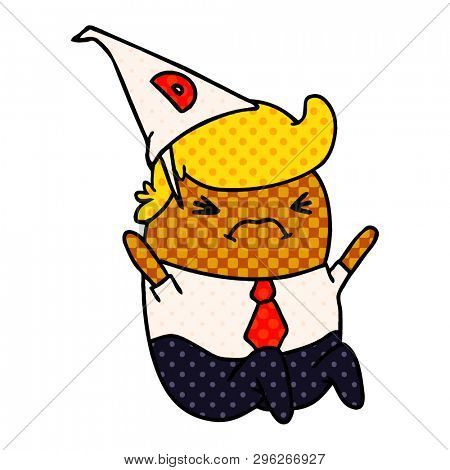Hand drawn cartoon kawaii man in dunce hat