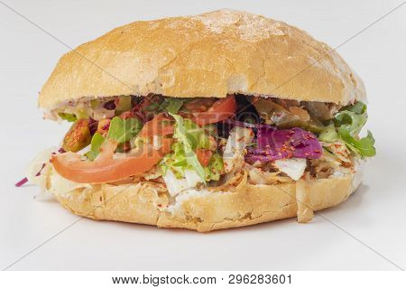 Closeup Of Turkish Doener On A White Background