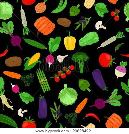 Colorful Vegetables Pattern. Vegetal Seamless Pattern, Vegetable Food Ingredients Texture, Carrots R