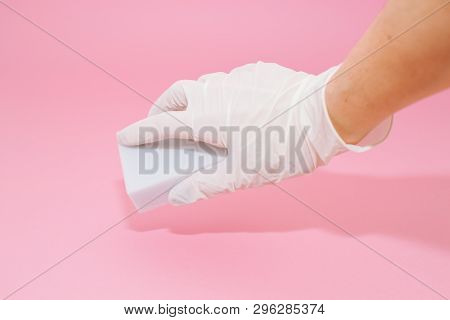 Melamine Sponges On Pink Background