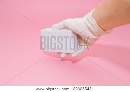 Melamine Sponges On Pink Background