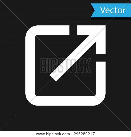 White Open In New Window Icon Isolated On Black Background. Open Another Tab Button Sign. Browser Fr