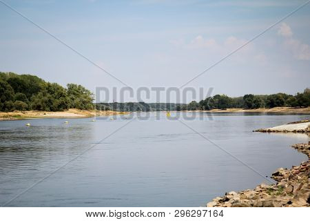 A Ferry Crosses The Elbe With Cars
