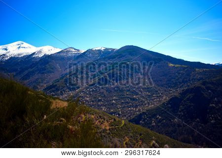 Mountain Chain Of La Demanda In Spain With The Begining Of The Valley In The Foreground