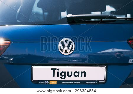 Minsk. Belarus. April 19, 2019. Volkswagen Car. Under The Bright Rays Of The Sun. Separate Parts Of 