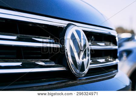 Minsk. Belarus. April 19, 2019. Volkswagen Car. Under The Bright Rays Of The Sun. Separate Parts Of 