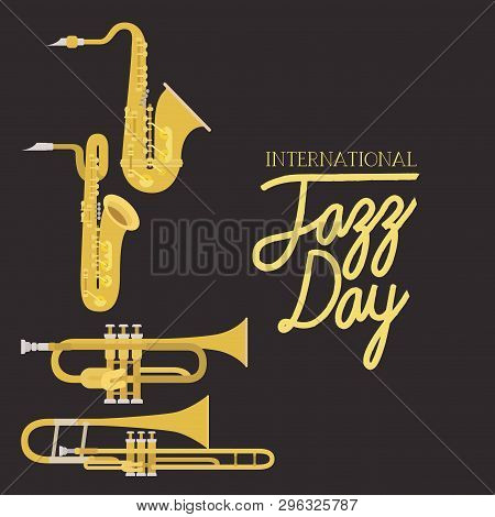 Jazz Day Poster With Air Instruments Vector Illustration Design