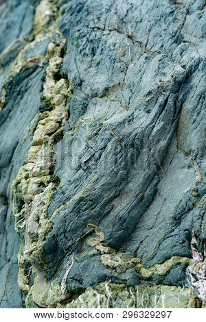 Background With Green Mineral Rock Close Up, Gemstone Texture, Olivine, Amazonite, Amphibolite