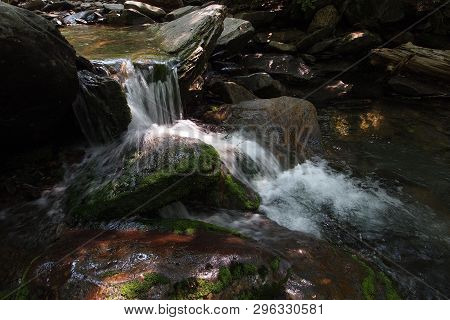 Trailside Creek In The Great Smoky Mountains National Park, Tennessee, In Early Summer.