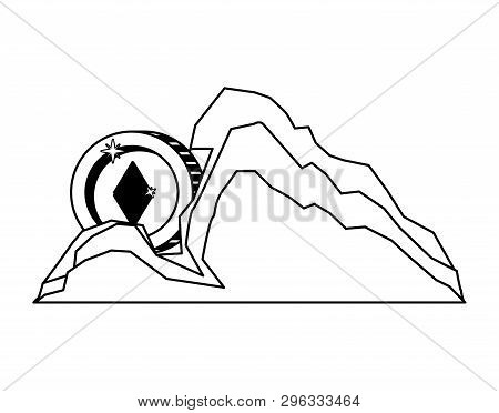 Cryptocurrency Etherum Money In Mountain Mining Vector Illustration Design