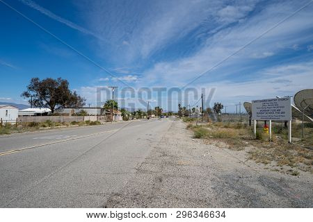 Salton Sea Beach, California - March 21, 2019: Street Going Through The Main Drag In The Small Town 