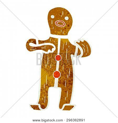 hand drawn retro cartoon doodle of a gingerbread man