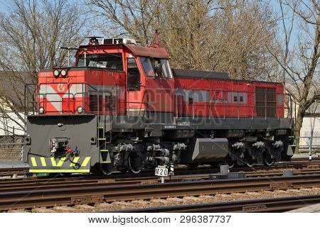 Vilnius, Lithuania - April 18: Locomotive On The Railway In Vilnius On April 18, 2019. Lithuanian Ra