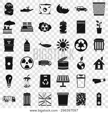 Recycling Icons Set. Simple Style Of 36 Recycling Vector Icons For Web For Any Design