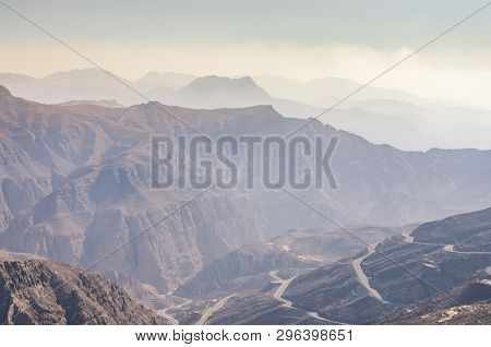 The Winding Road Which Lead To The Top Of Jabel Jais, Ras Al Khiamah, United Arab Emirates