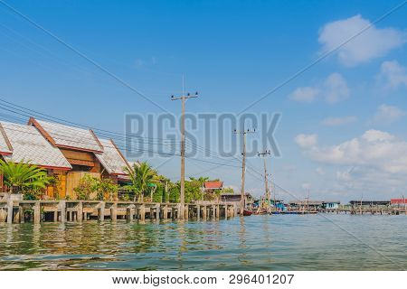 Unseen In Thailand. Scenery Of Fishing Village (the No-land Village) At Bang Chan, Khlung, Chanthabu