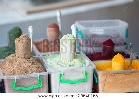 The Central City Market. Traps With Different Spices.