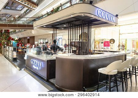 Kuala Lumpur, Malaysia, April 18, 2019:  Godiva Chocolatier Is A Belgian Manufacturer Of Chocolates