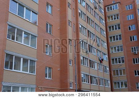 Modern Condominium Building Real Etate In City With Blue Sky