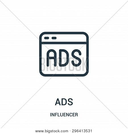 Ads Icon Isolated On White Background From Influencer Collection. Ads Icon Trendy And Modern Ads Sym