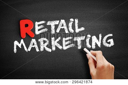 Retail Marketing Text On Blackboard, Business Concept Background
