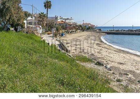 Loutra, Kassandra,  Greece - March 31, 2019: Panorama Of Resort Of Loutra, Kassandra, Chalkidiki, Ce