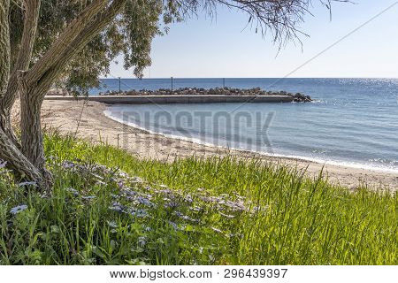 Loutra, Kassandra,  Greece - March 31, 2019: Panorama Of Resort Of Loutra, Kassandra, Chalkidiki, Ce