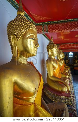 Buddha Statues In Wat Pho Buddhist Temple, Bangkok, Thailand