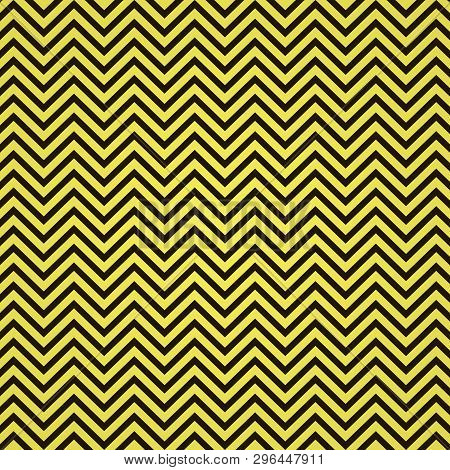 Wave Line Pattern. Abstract Background. Black Lines On Yellow Background. Vector