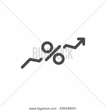 High Percent Interest. Percent Up Icon In Linear Style. Vector