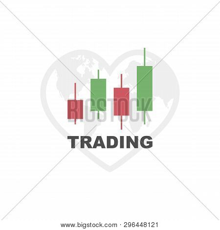 Trading Graph Icon. Earth Trading Stock. Vector