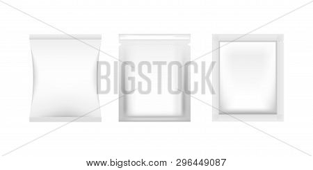 Realistic Blank Pack Mockup. Packaging Bag On Isolated Background. Vector