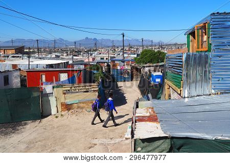 Khayelitsha Township, South Africa - 29 August 2018 : Backyard In A Township In South Africa