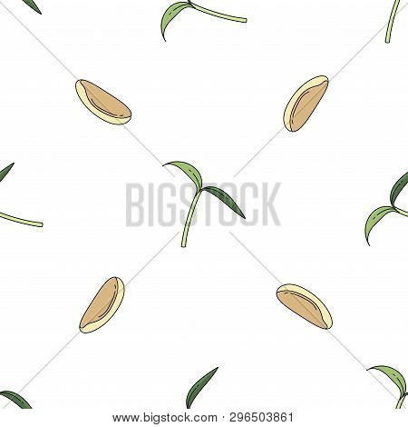 Sprouts Colored Isolated Seamless Pattern On White Background.