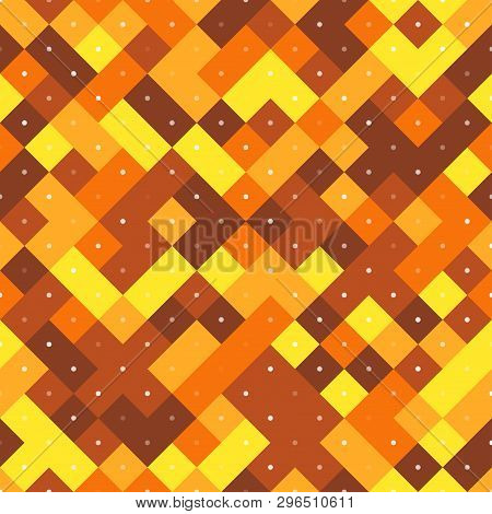 Brown And Yellow Seamless Colorful Repetitive Pattern With Pixel Squares. Vector Illustration For Yo