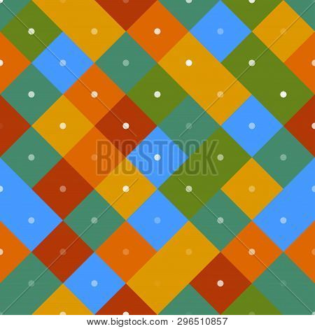70s Seamless Colorful Repetitive Pattern With Pixel Squares. Vector Illustration For Your Graphic De