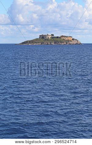 Mamula, Montenegro - September 13, 2013: This Is A Small Island With The Old Fort, Which Is Located 