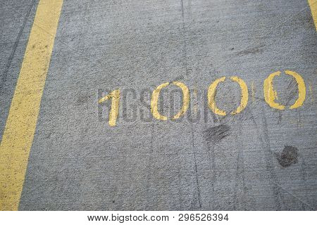 1000m Distance Mark On An Asphalt Running Track