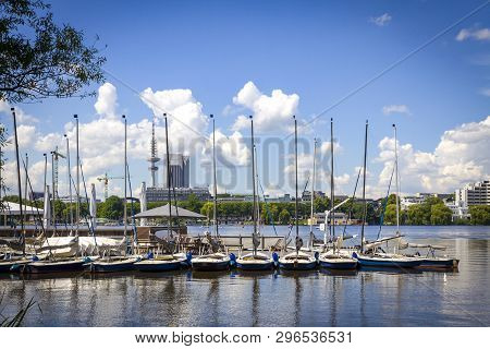Waterfront Of Aussenalster Lake In Hamburg City, Germany. Lake And Its Shores Are Used By Hamburg In