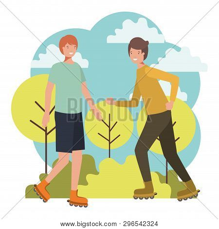 Young Boys Practicing Sports Characters Vector Illustration Design