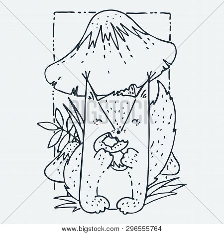 Cute Little Animal. Cartoon Hand Drawn Vector Illustration. Nice For Baby T-shirt Print, Greeting An
