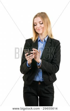 Üzleti asszony a telefon használata